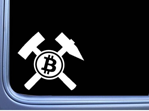 DecalDestination Bitcoin Miner Decal Bitcoin Litecoin Crypto currency Decal Car Sticker Creative Fashion Car Accessories Vinyl Car Decal 6  (WHITE)