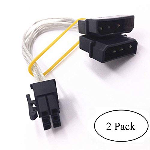 Ebanku 2 IDE Dual 4 Pin Molex IDE Male to 6 Pin Female PCI-E Y Molex IDE Power Cable Adapter Connector（2 pack） (6 Pin To Dual 4 Pin)