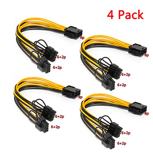 Ebanku CPU 8pin to Graphics Video Card Double PCI-E 8Pin(6Pin 2Pin) Power Supply Cable  Splitter PCI Express Graphics Card Connector PC Power Cable Wire CPU Molex for Graphics Card BTC Miner (4 Pack)