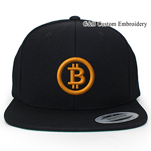 G B Custom Embroidery Bitcoin Snapback Cap Hat (Black)