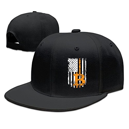 GGRXL QQYYIA US Flag Bitcoin Logo Baseball Cap Flat Bill Hat Snapback Hats