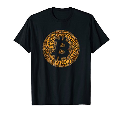 Mens Bitcoin Revolution Block Chain Crypto Word Shirt Large Black
