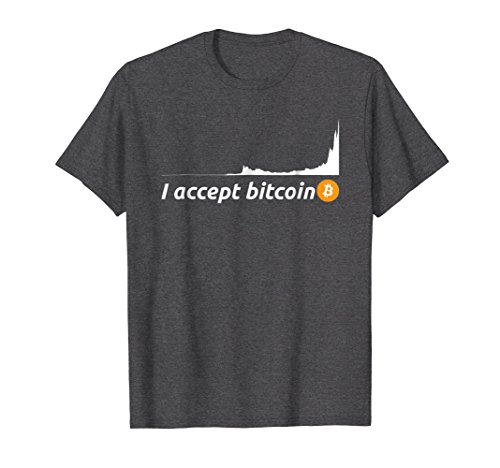 Mens I Accept Bitcoin Cryptocurrency Logo T-shirt Large Dark Heather