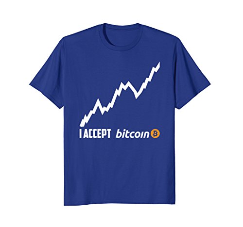 Mens I Accept Bitcoin Millionaire Digital Cryptocurrency T-Shirt Large Royal Blue
