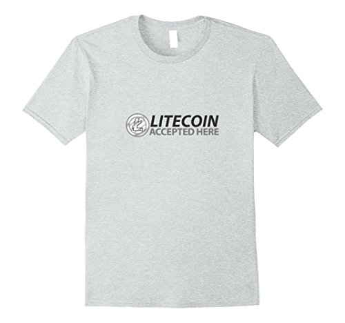 Mens Litecoin Accepted Here Logo T-Shirt   Cryptocurrency Fans Medium Heather Grey