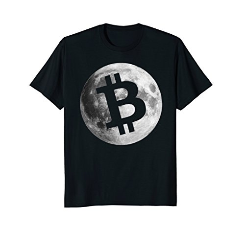 Mens Mens Bitcoin Logo Moon Shirt Cryptocurrency Money Gift Geek XL Black