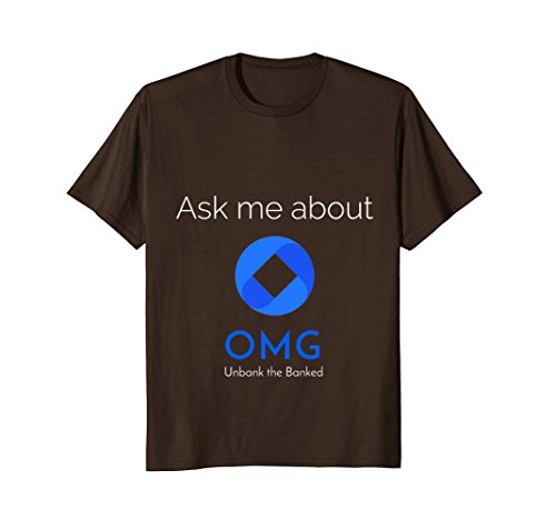 Mens OmiseGo Logo Crypto Ask Me About T-Shirt Small Brown