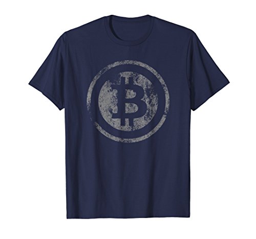 Mens Vintage Bitcoin Logo T-Shirt XL Navy