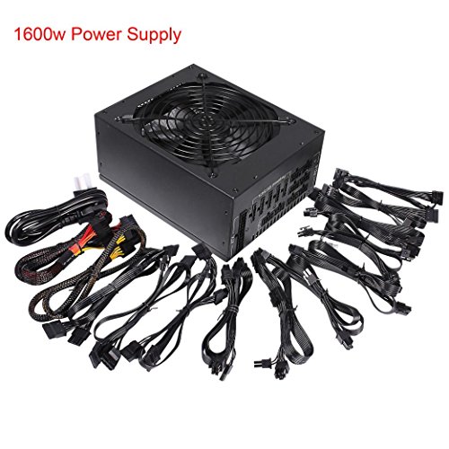NXDA 1600W Modular Power Supply 6 GPU Graphics Card Mining Power Supply For Eth Rig Ethereum Coin Mining Miner Machine (Black)