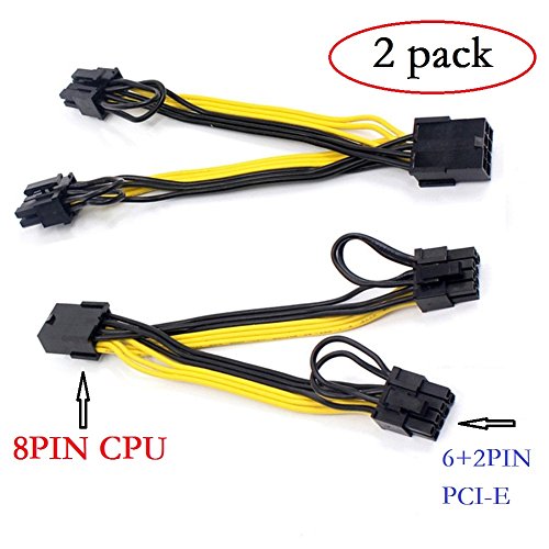 PARATOS® CPU to GPU Cable 8Pin Female to Dual GPU 8Pin (6 2) Pin Male Video Card Splitter Power Supply Adapter Cable  Suitable for Graphics Card BTC Miner GPU Mining (2 Pack)