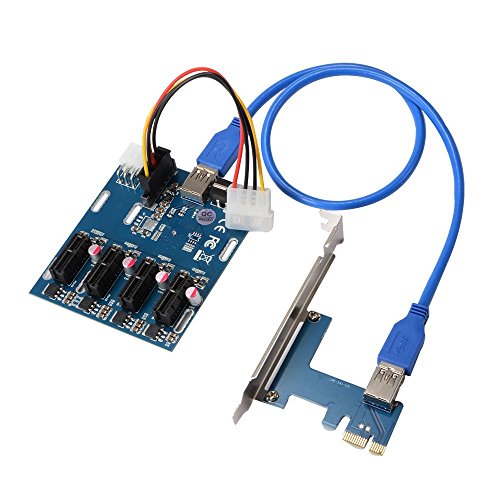 PCI-E 1 to 4 PCI Express 1x Slots Multiplier Card Ethereum Mining Bitcoin Litecoin Miner Rig Cable GPU Riser Adapter A ADWITS Brand