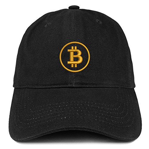 Trendy Apparel Shop Bitcoin Embroidered Soft Crown 100  Brushed Cotton Cap - Black