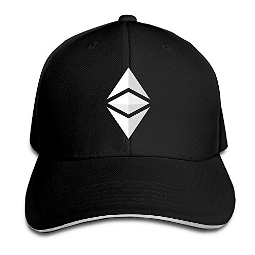 White Ethereum Peaked Cap 100  Cotton Adjustable Size Adult