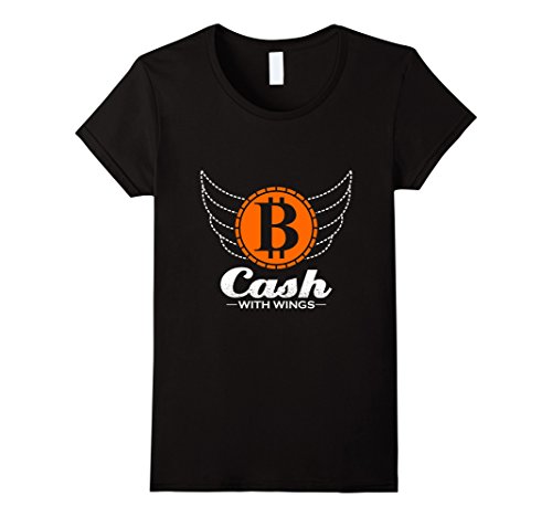Womens Bitcoin  Cash with Wings Tshirt Small Black