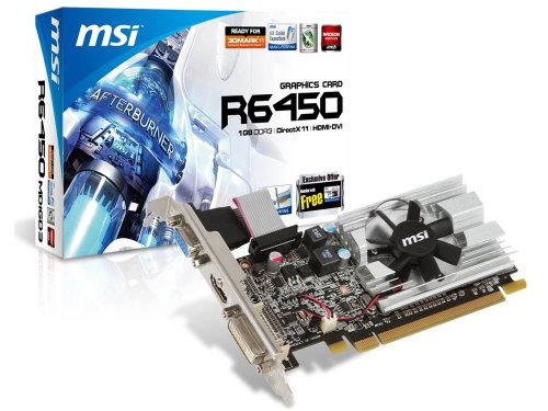 MSI ATI Radeon HD6450 1 GB DDR3 VGA DVI HDMI Low Profile PCI-Express Video Card R6450-MD1GD3 LP